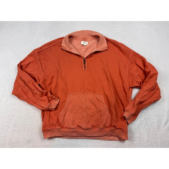 aerie Tops - Aerie Womens Orange Quarter Zip French Terry Sweatshirt Kangaroo Pocket Size S